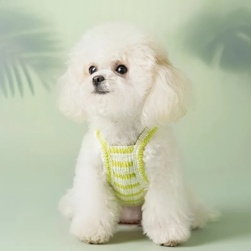 Japan and South Korea Style Puppy Vest Classic Striped Teddy Suspenders Thin Breathable Dog Clothes Yorkshire Cute Tshirt 250318