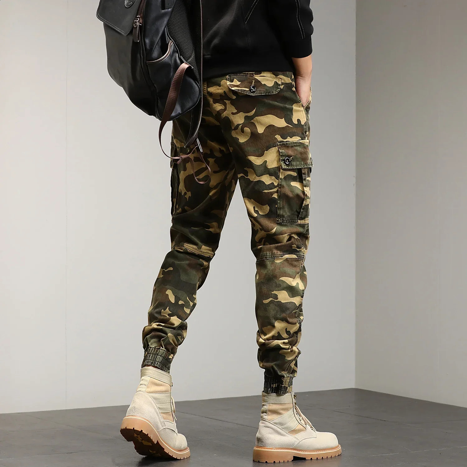 HIQOR Red Goods Mens Outdoor Cotton Camouflage Work Jogger Street Clothing Hiking Pants 250319