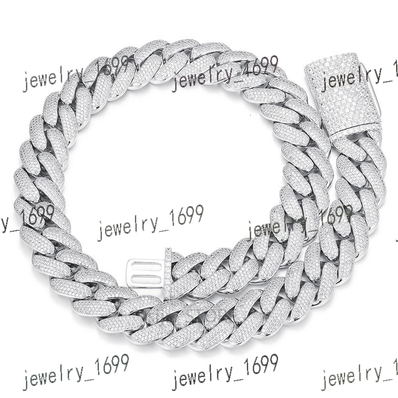 Miami Cuban Link Chain for Men Micro Inlaied 4 Row Bling Diamond 20MM Wide Iced Out Chains Necklace Designer Prong Rock Hip Hop 18K Gold Moissanite Je