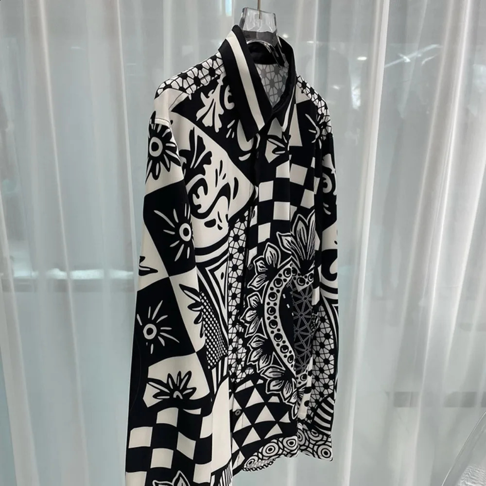 Spring and Autumn Fashion Youth Leisure Travel Digital Printed Mens Long Sleeve Shirt 250317