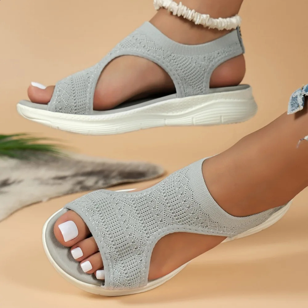 Women Summer Shoes Mesh Fish Platform Sandals Womens Open Toe Wedge Sandals Ladies Light Casual Shoes Zapatillas Muje 250317