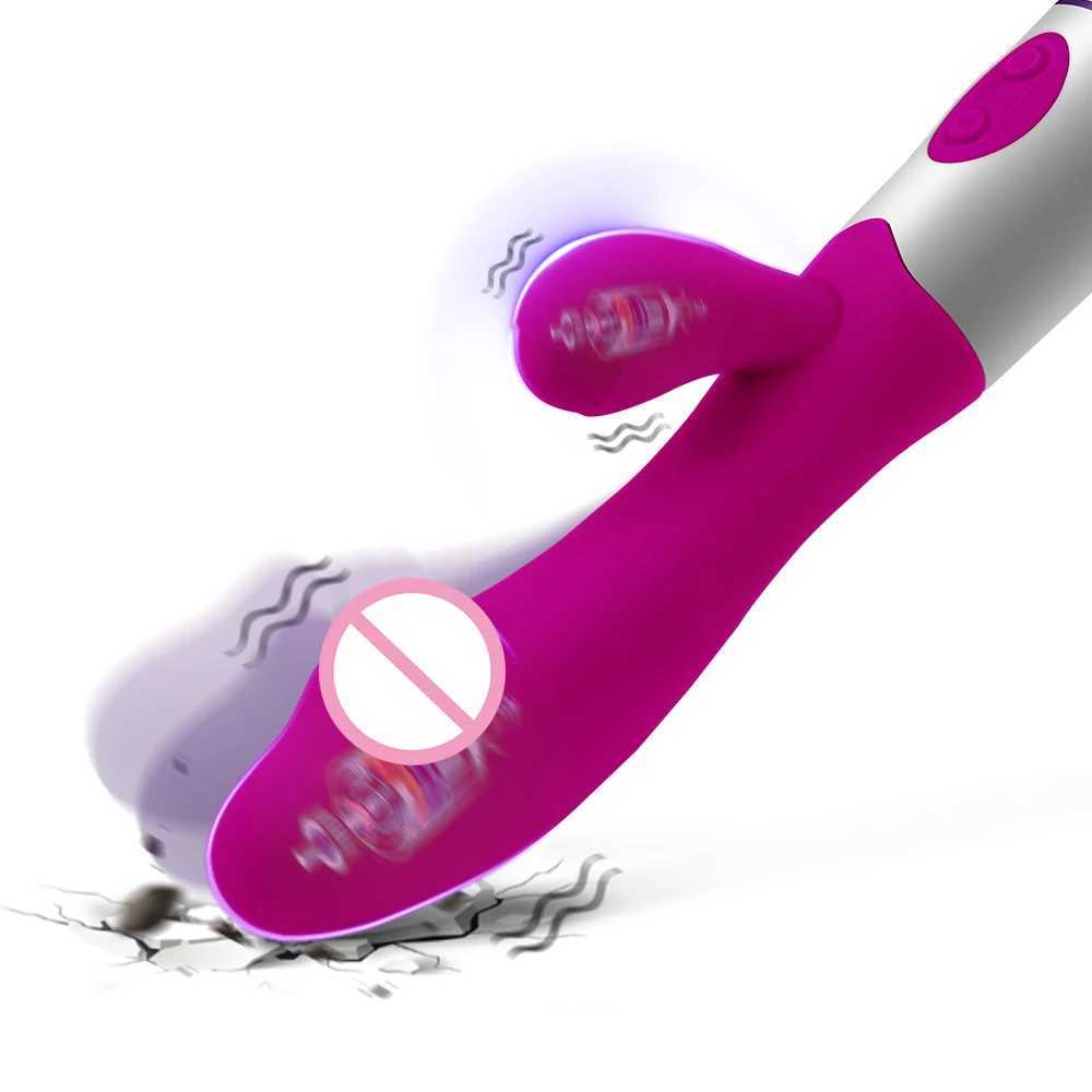 Strong G Spot Dildo Rabbit Vibrator Soft Silicone Pussy Massager Rechargeable Vagina Clitoris Stimulator Adult Sex Toy for Woman W250319
