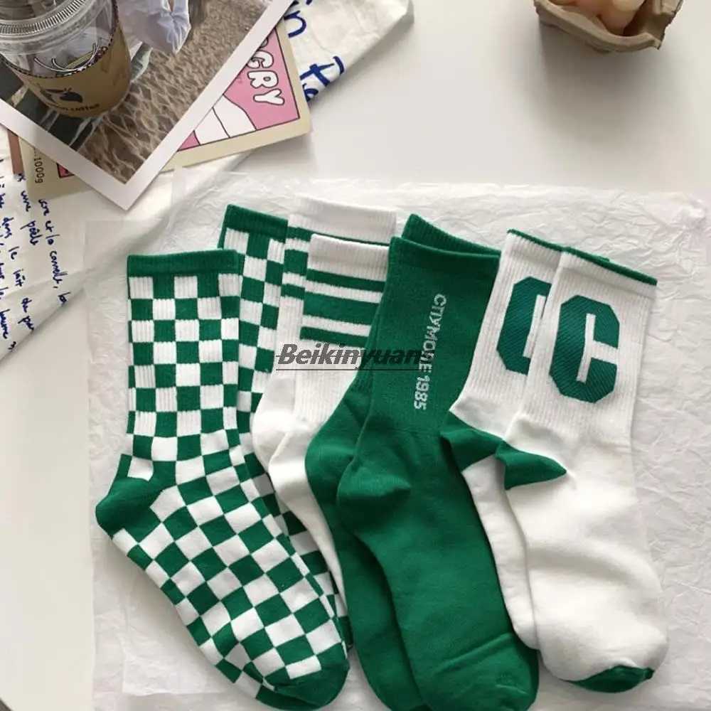 Blue green letter big C socks spring and summer Japanese springboard boat socks sports socks mens socks X250319