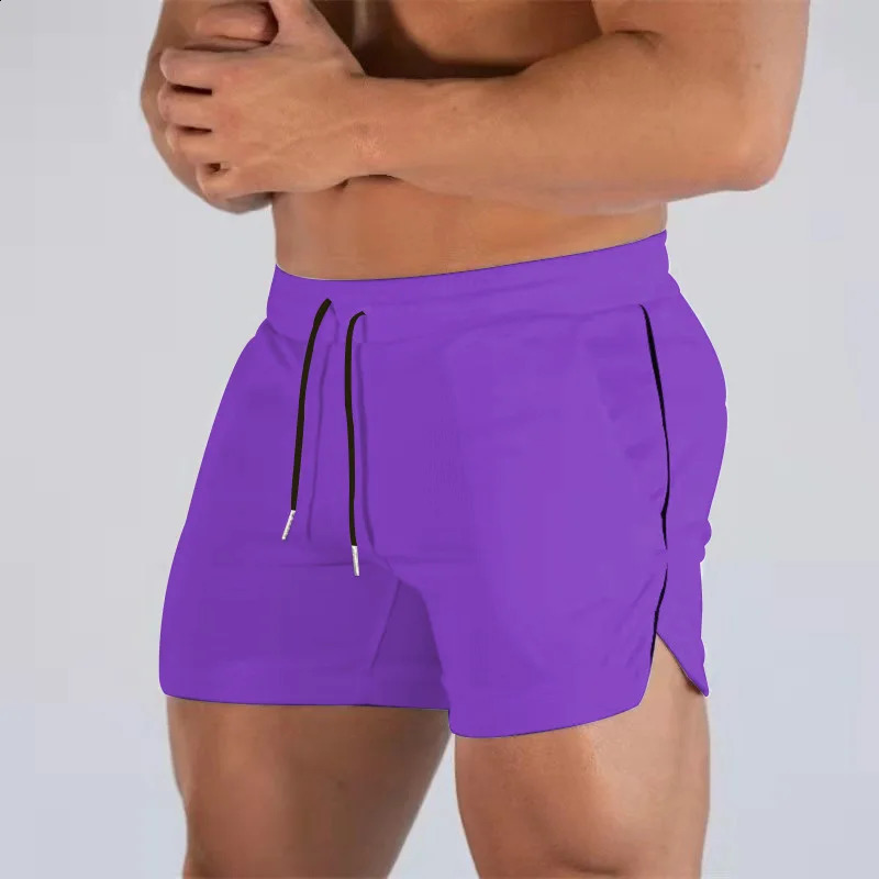 Muscle Big Size Solid Color Sports Shorts Mens Quick Dry Marathon Running Three Thirds Fitness Beach Pants Mesh 250312