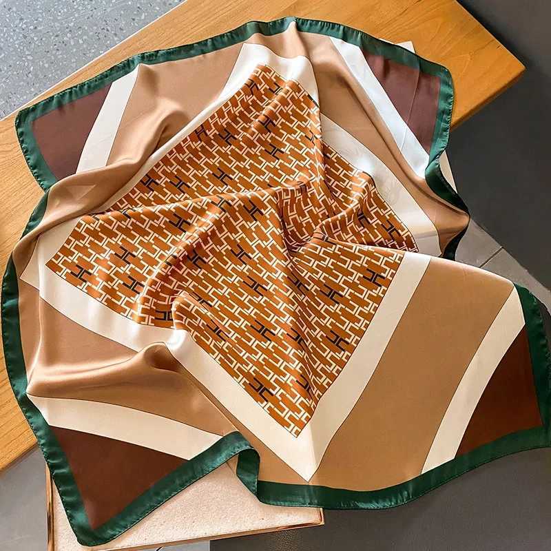 Wen 2024 New Scarf Four Seasons Design Kerchief Popar 70X70CM Square Scarf Luxury Sunset Beach Silk Headscarf X250319