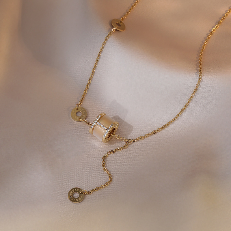 Elegant Titanium Steel Womens Necklace High End Light Luxury Collarbone Chain Jewelry for a Niche Style Statement