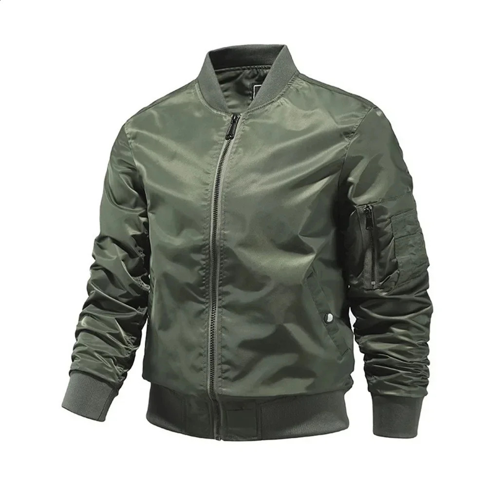 Mens Fashion Pilot Baseball Jacket Coat Spring Autumn Ropa Hombre S5XL Solid Color Bomber 250317