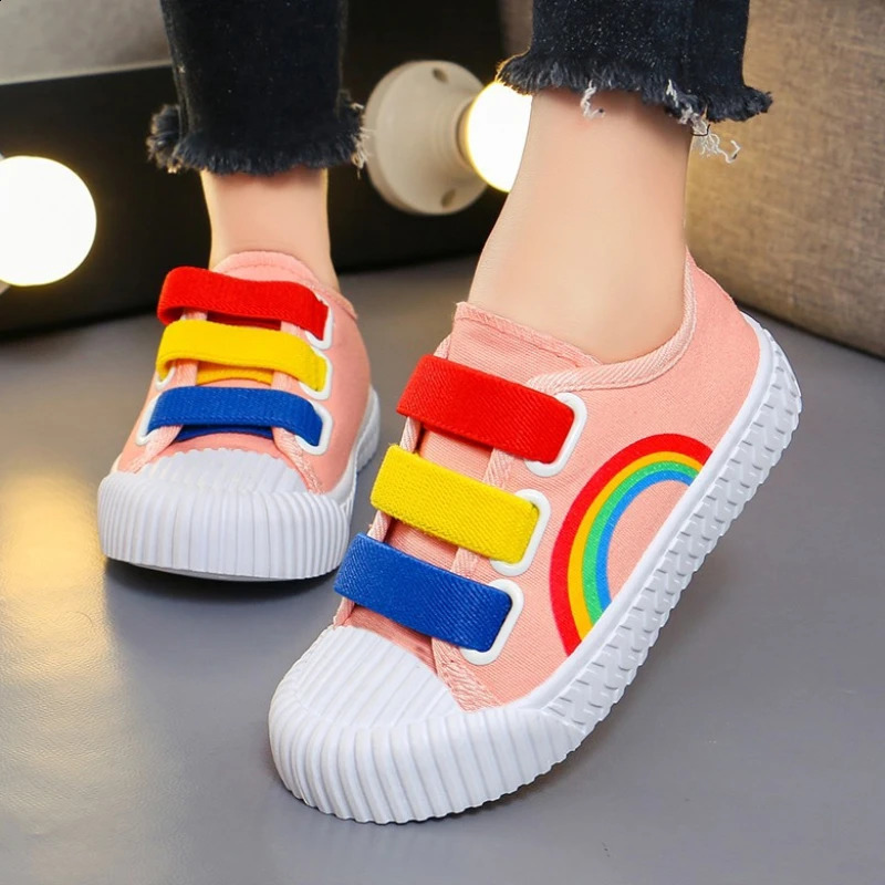 Boys and Girls Canvas Fashion Hook Childrens Casual Shoes Soft Bottom Toddler Walking Shoes Anti-slip School Shoes 250319