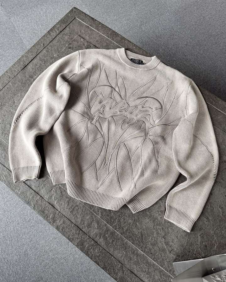 New Spring/Summer Season Y2K Embroidered Casual Loose and Versatile Round Neck Hooded Knitted Sweater