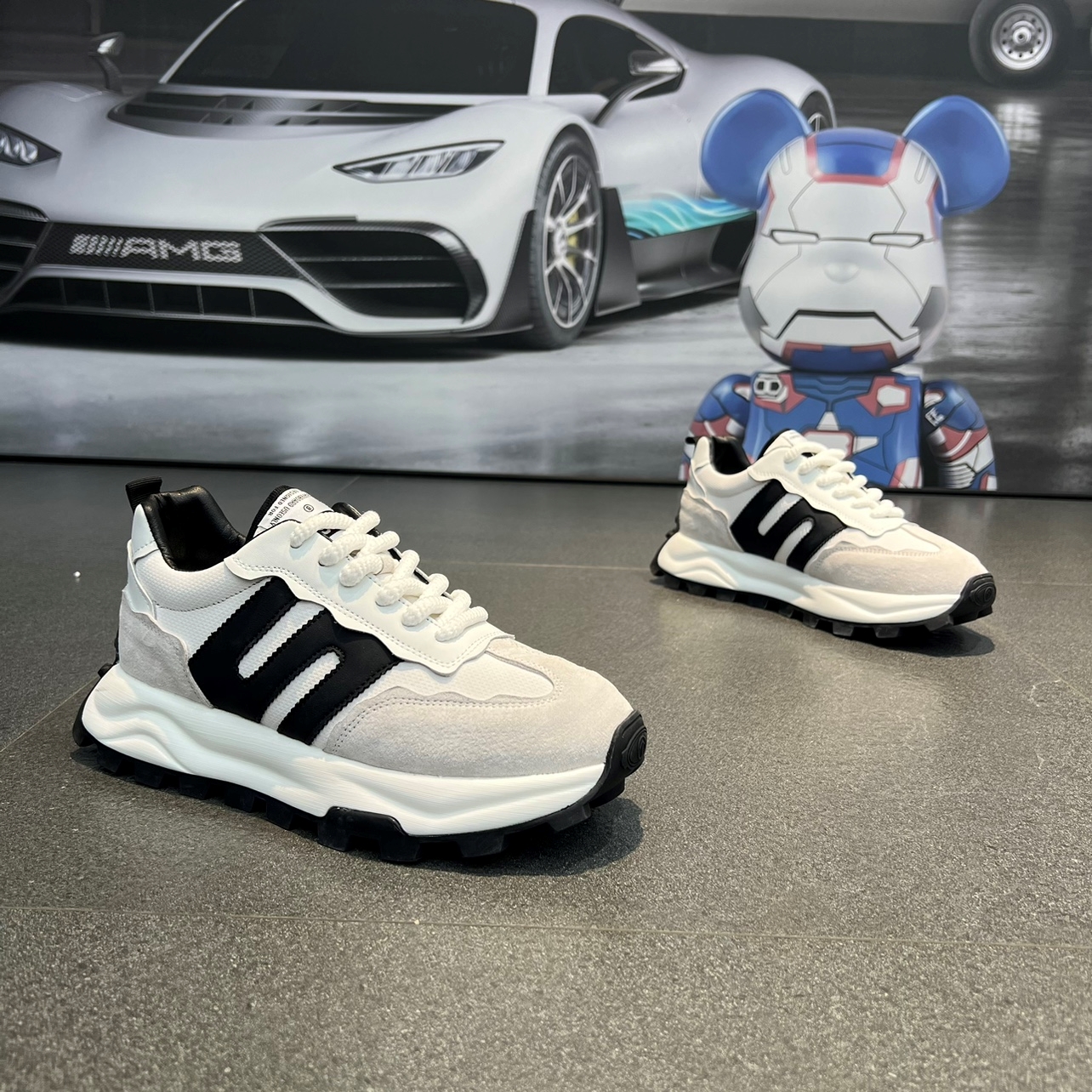 2025 spring new thick sole NEW casual men's fashion increase leather sports shoes