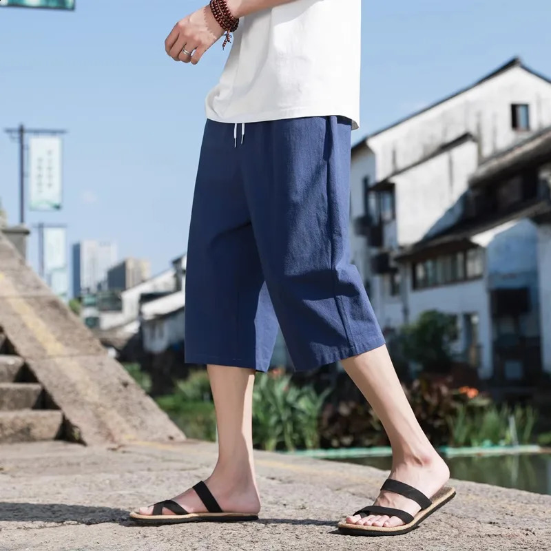 Linen Short Pants Summer Cotton Solid Color Shorts Large Lightweight Shorts Men Beach Shorts for Men Breathable Sweatpants 250317