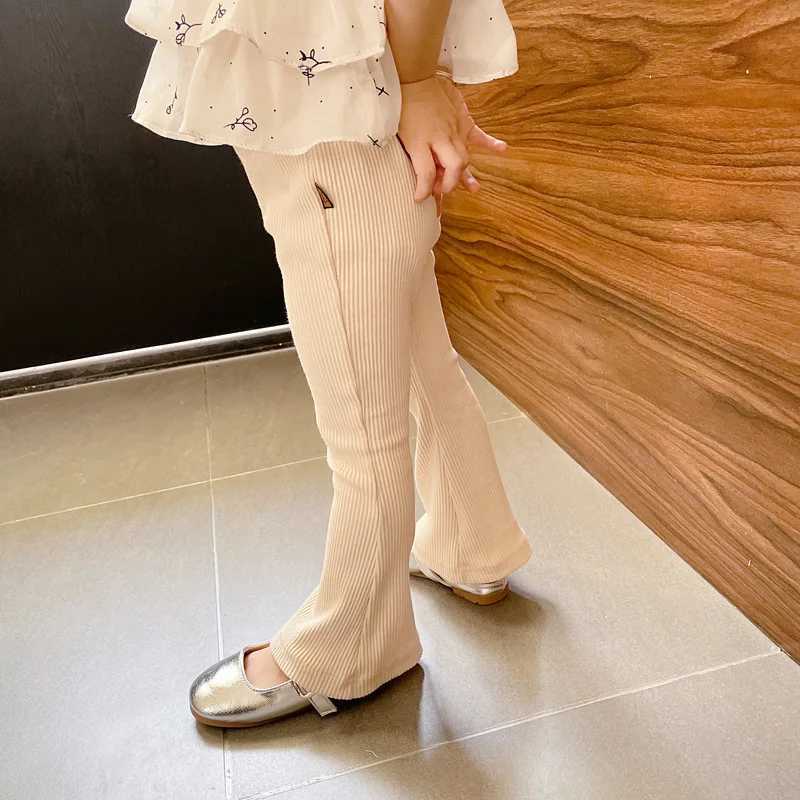 Childrens Pants Solid Color Childrens Pants Baby Korean Casual Bell Bottom Girls Pants Childrens ClothingT250318