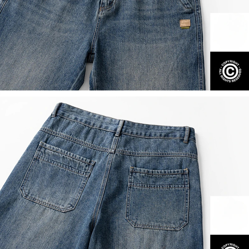 2025 Spring Summer Casual Washed Cotton Microtapered Jeans for Men Clothing Loose Drawstring Pants ZG2528 250312