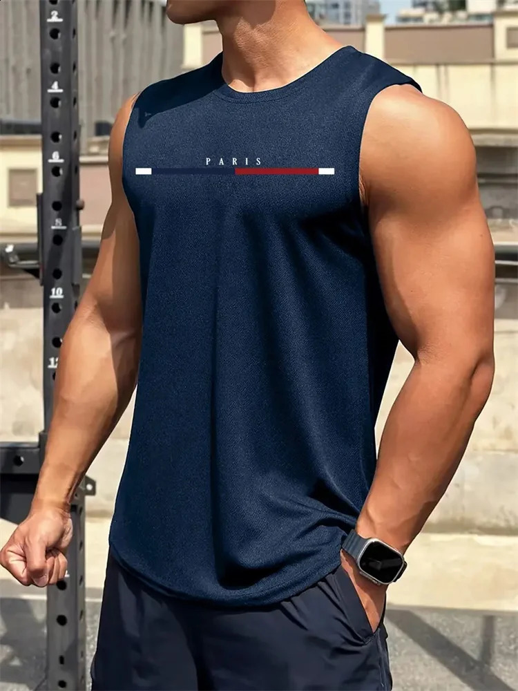 Summer Trend Mens Pull-Over Crew Neck Vest Mesh Fitness Breathable Vest Blazer Mens Quick Drying Sweat Absorption T-Shirt 250319