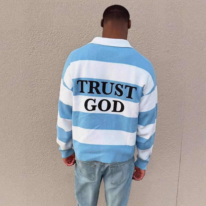 New fashion trend printed high hip-hop street blue pattern men's and women's pullover top
