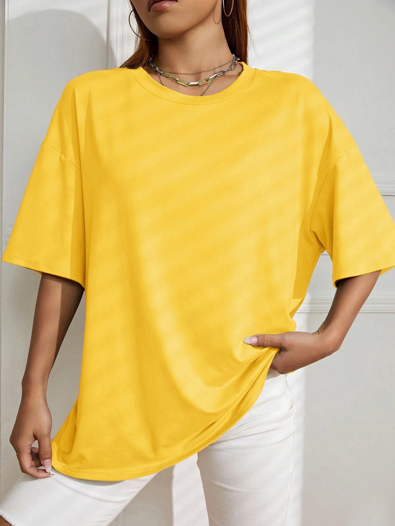 Solid Color Short Sleeve Women Fitness Cotton Soft Tshirts Breathable Comfortable Clothes Basic All Match Loose Tee Shirt Female 250319