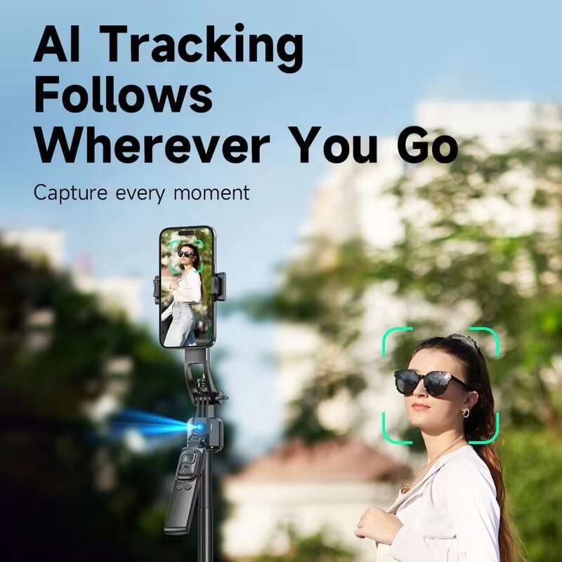 64" Four Legs 360 Degree Smart Automatic Rotation Selfie Stick AI Auto Face Tracking Tripod for TikTok Live Streaming