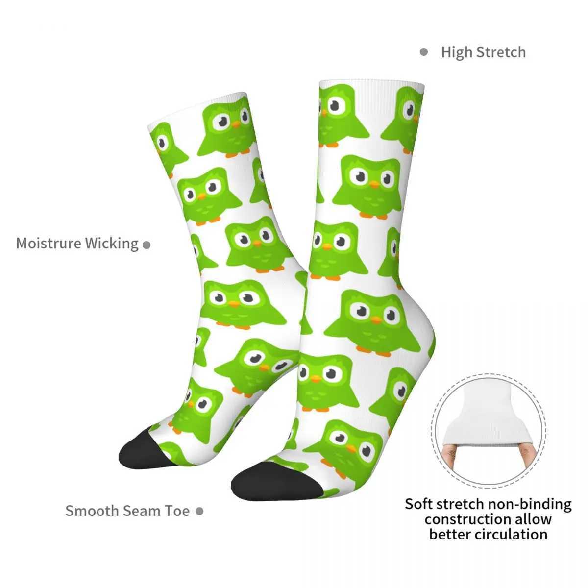Duolingo Owl Duo Socks Harajuku Super Soft Socks Four Seasons Long Socks Mens Gift Accessories X250319