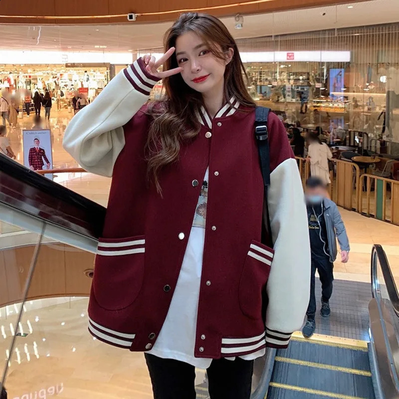 Autumn and Winter Loose Padded Baseball Jacket Female Hundred Original Hostile Wind Maillard Style Woman 250317