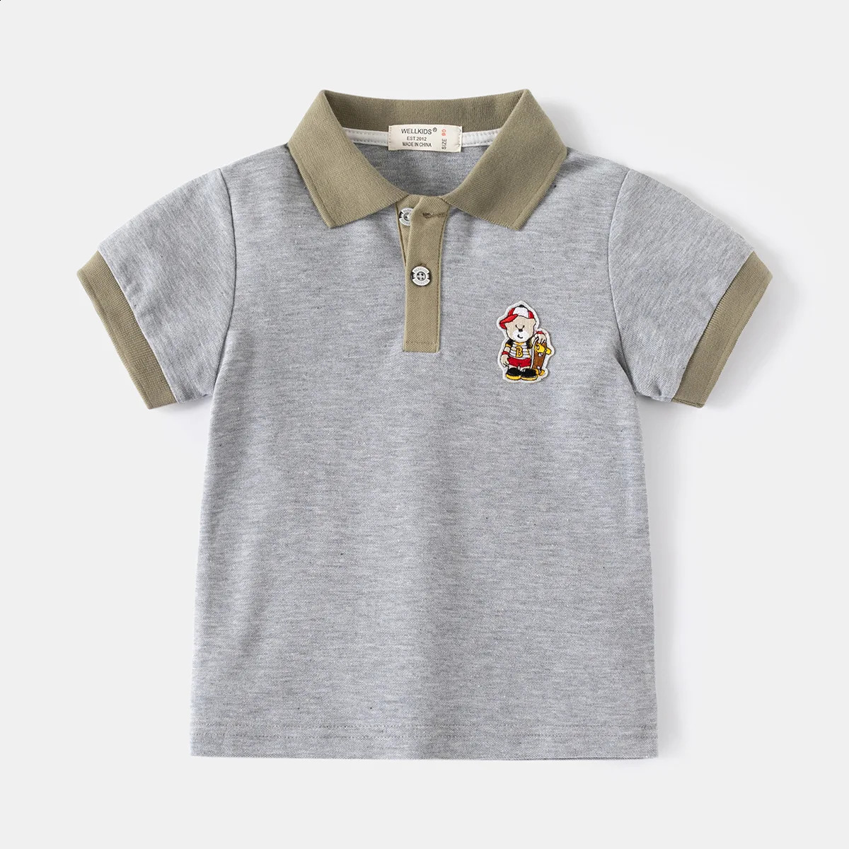Baby Boys Short-sleeved T-shirt Summer Boys Color Blocking Short-sleeved POLO Shirt Baby Cartoon Tops 250319
