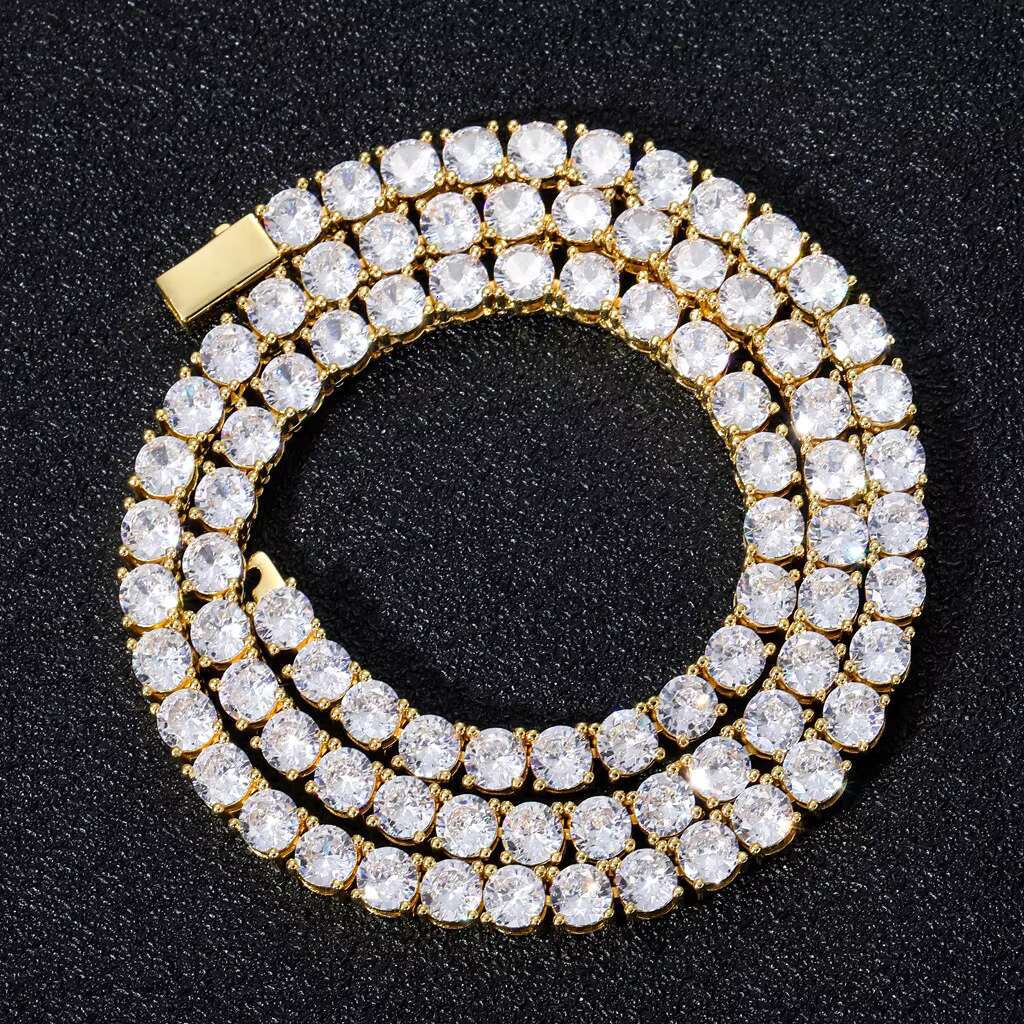 Hiphop 3mm 4mm 5mm 6mm chain 14k gold-plated chilled cubic zirconia tennis necklace men's and women's accessories