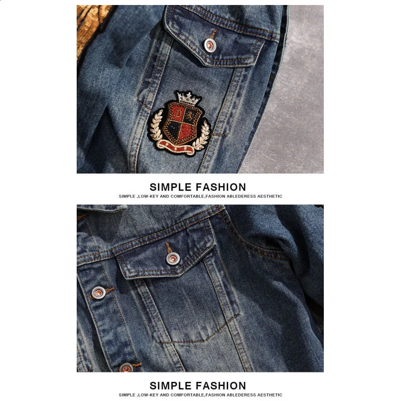 personalized sequins n mens denim jacket Owl y fashion Trendy loose versatile tops 250317