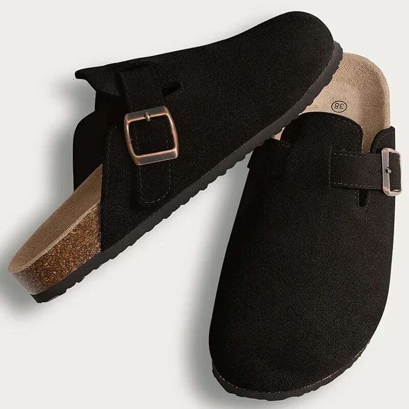 Comfy Shoes Women's Cork Footbed hot - Fashion Leather Mules with Arch Support, Indoor Outdoor Slippers for Men, Comfort Clogs
