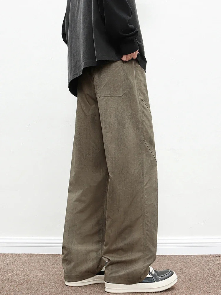 Korean Clothes Mens Casual Pant Straight Wide Leg Trouser Male Big Size Plus Large Baggy Fashion Spring Summer Loose Fit 250311