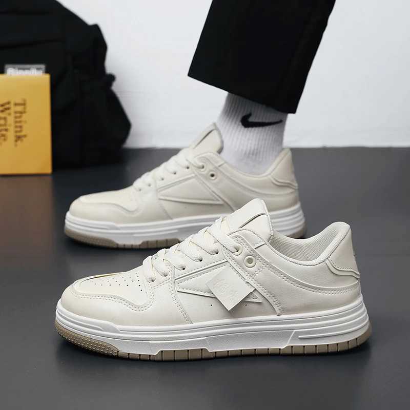 Mens skateboarding shoes breathable jogging Fi leather casual sports shoes platform wear-resistant walking running sports shoes Y250318
