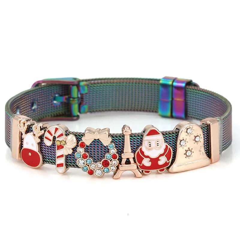 2024 Christmas Jewelry Mesh Charm Bracelets With Santa Claus Bells Beads Bracelet For Women Men Christmas Jewelry Special Offer