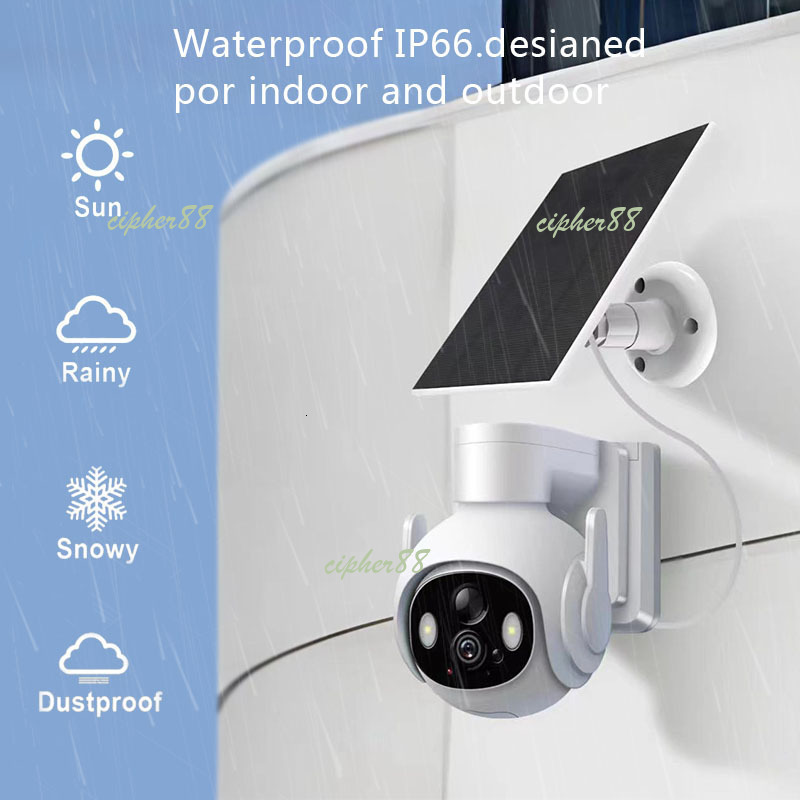 Solar powered WiFi monitoring camera for home use, low-power black light night vision, full-color outdoor battery monitor