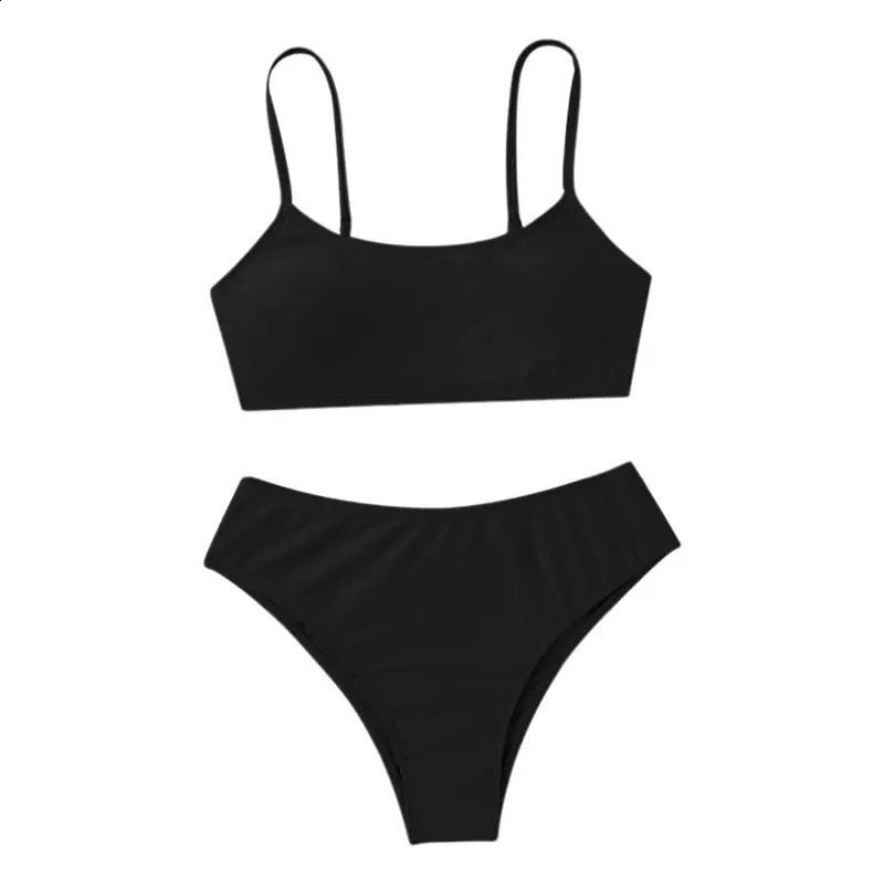 8-14 Years Teenager Bathing Suit Beachwear Children Girls Solid Color Bikini Set t Kids Swimwear Swimsuit 250319