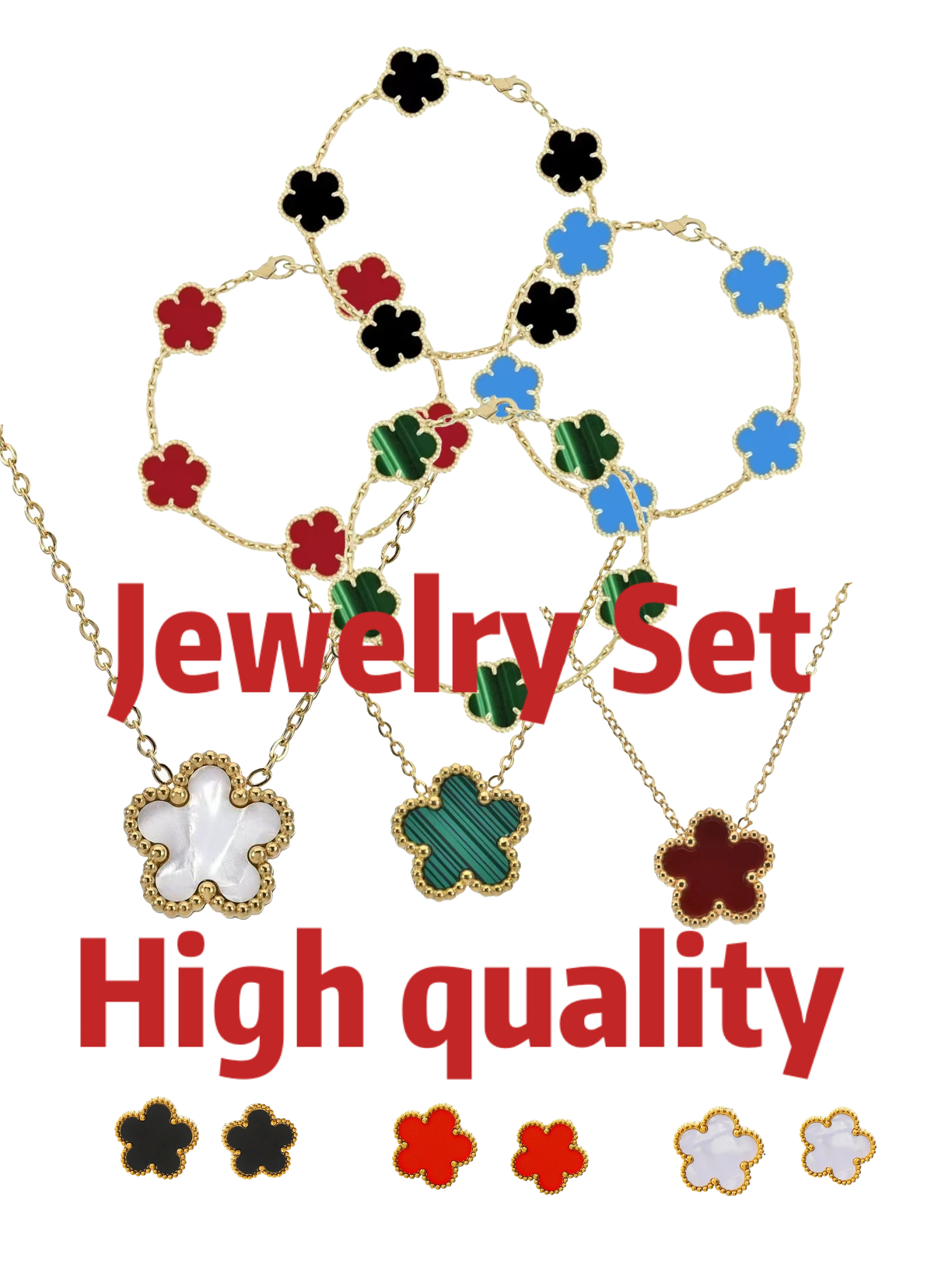 Jewelry three piece set bracelet clover bracelet bracelet designer 18K Gold Plated clover necklace jewelry woman designer necklace chains bijoux