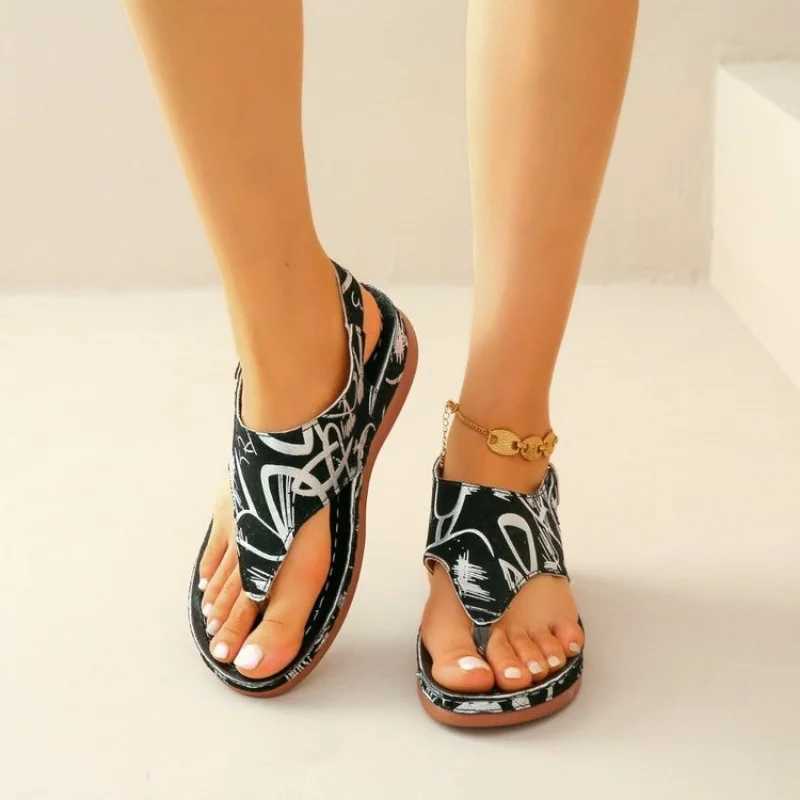 New Arrival Womens Orthopedic Wedge Heels Sandals 2025 Summer New Fashion Buckle Shoes for Women Beach Flip Flops Slippers Womens Shoes T250318