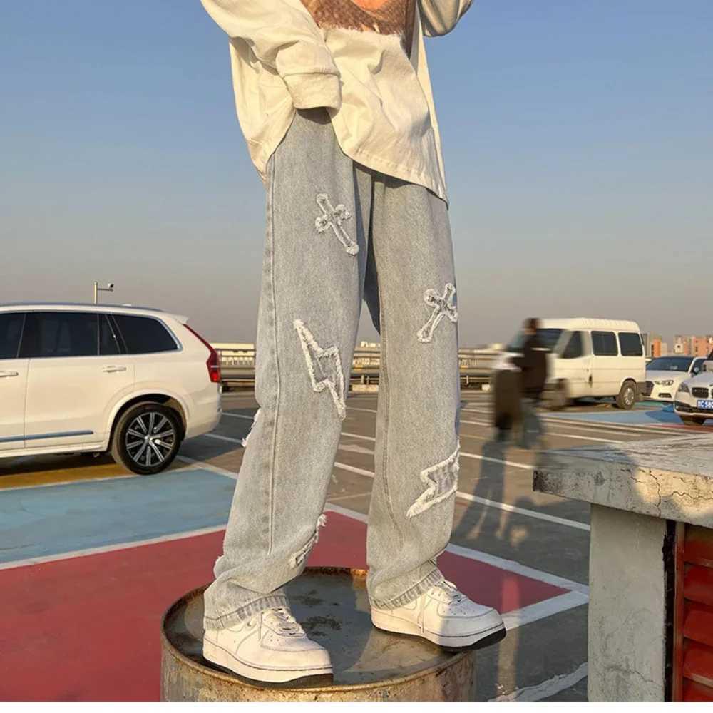 High Street Loose Casual Pants Mens Jeans Denim For women Men Same Paragraph Y2k baggy pants baggy jeans cargo pants menT250319