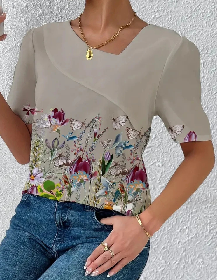 Temperament Blouse Casual Loose Woman Shirt Elegant Short Sleeve Weekday 250319