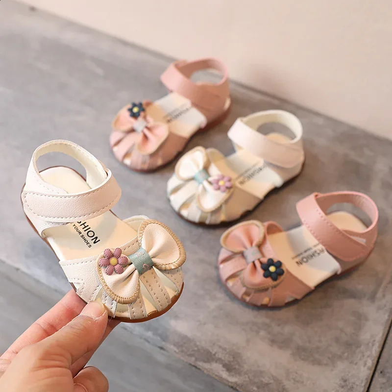 Kids Summer Sandals Todler Girl Shoes Bow Baby 03 Years Beige Pink 250304