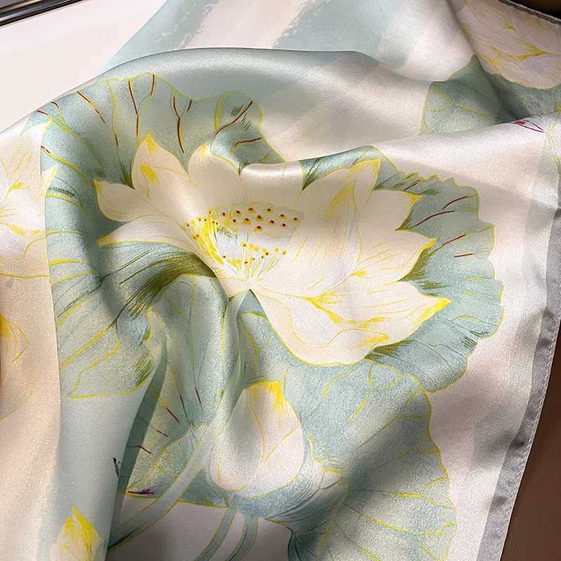 100% Silk Scarf Wen Kerchief Mberry Luxury Spring Square Fashion Print Foard Fem Lady Shawl Wraps Hijab Bandana Scarves X250319