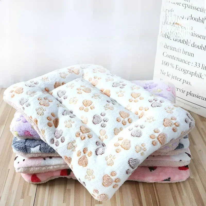 Soft Cat Bed Mats Short Plush Pet Sleeping for Cats Small Dogs Cute Pad Blanket Warm Kitten Cushion Accessories 250312