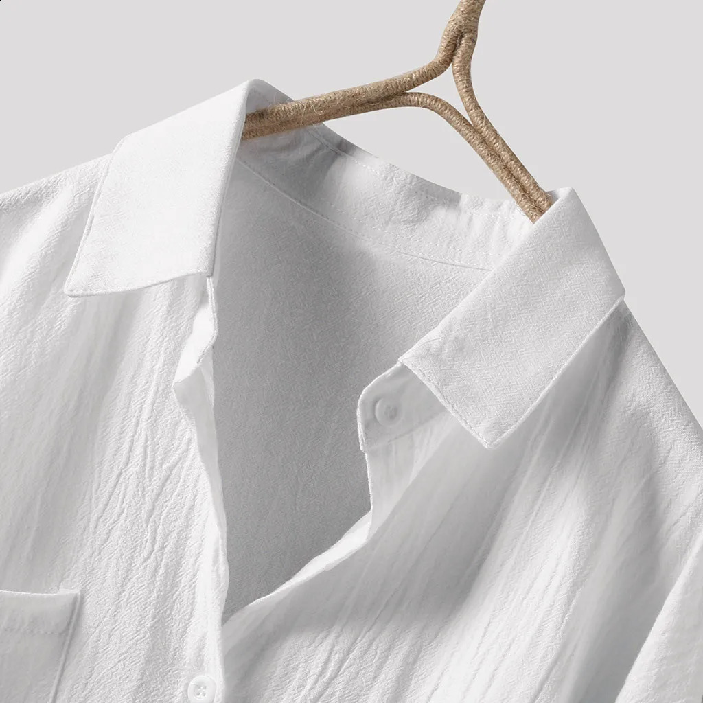 ultra-fine fashionable womens shirt womens top summer button up top casual cotton linen long sleeved white top 250318