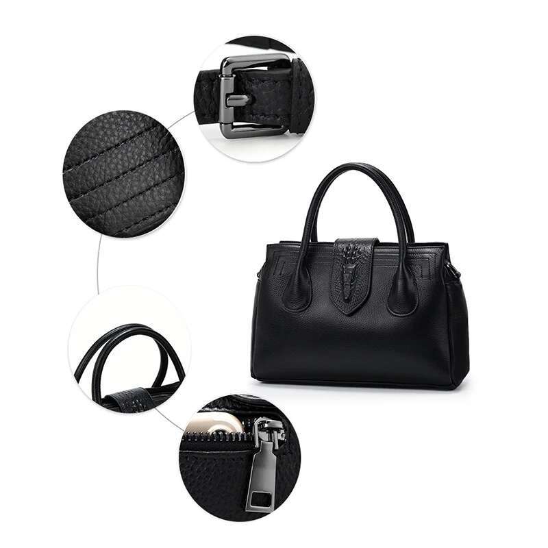 Aidrani 2024 Fashion Genuine Leather Handbag Large Capacity Women's Briefcase 100% Soft Cowhide Square Bag