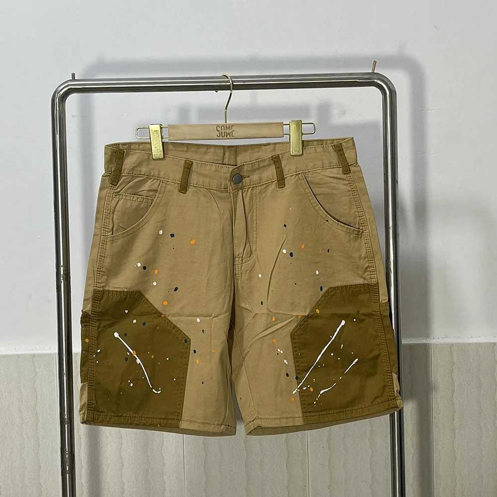 PFNW Fashion Splicing Casual Shorts for Men Loose Direct Splashing Ink Color Collision Design Five Minute Pants Summer Trend 28W5962 W250319