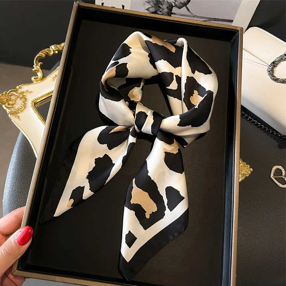 2024 new leopard print square scarf Wens imitation silk scarf casual edition decorative small neck scarf 70CMx70CM X250319