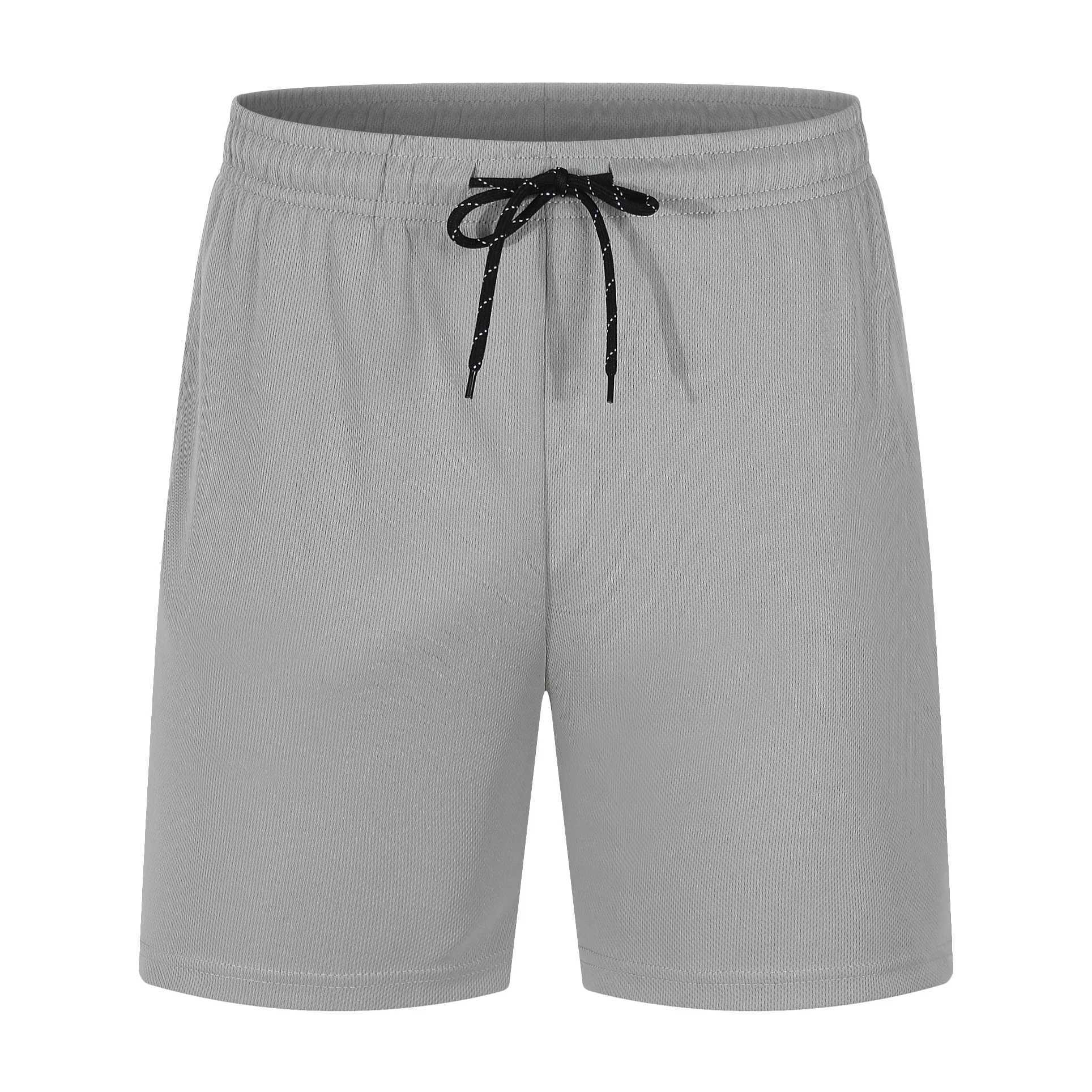 Mens sport pocket solid color drawstring dry beach shorts summer pants pocket loose sports pants W250319