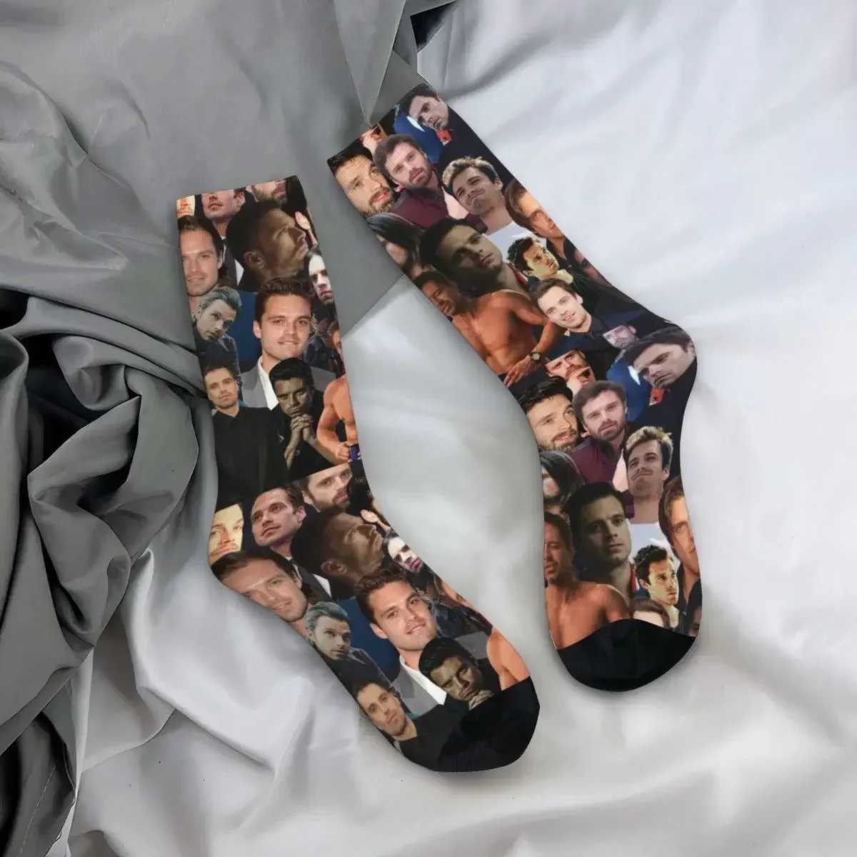 Sebastian Stan Photo Collage Socks Sweat Absorbing Stockings All Season Long Socks Accessories for Mans Womans Gifts X250319
