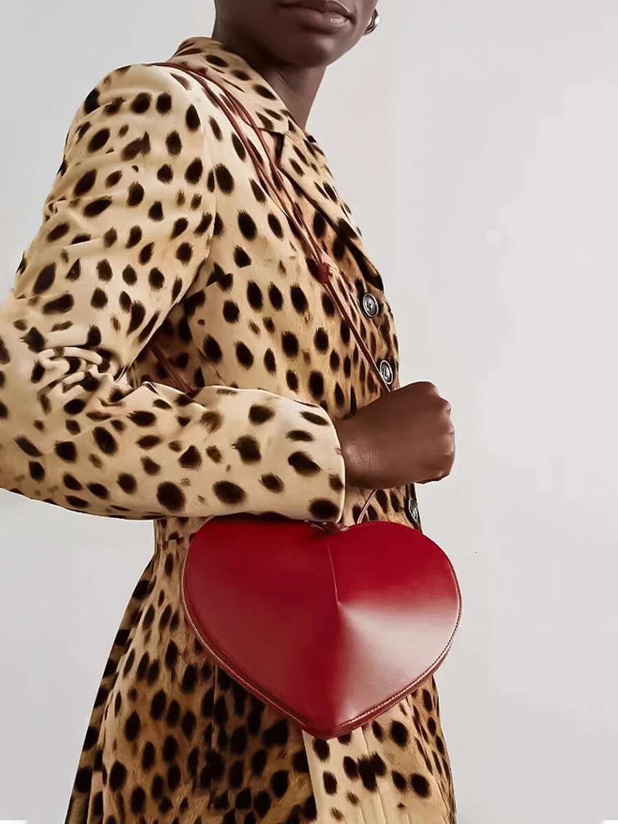 MABULA Fashion Peach Heart Shape Single Shoulder Genuine Leather Trendy Crossbody High Quality Brand Designer Cross Bag