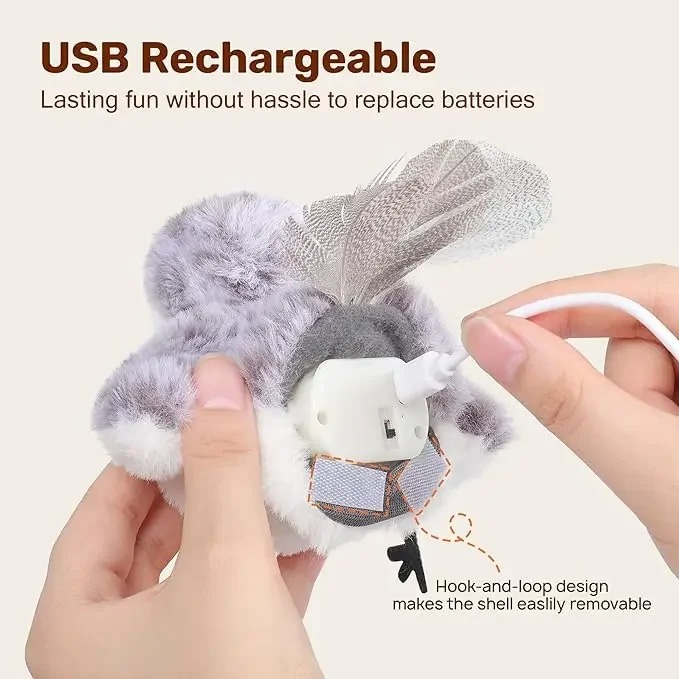 Flapping Bird Cat Toy, Lifelike Bird Chirp Tweet, Touch-Activated Kitten Toy Rechargeable, Interactive Cat Exercise Toys