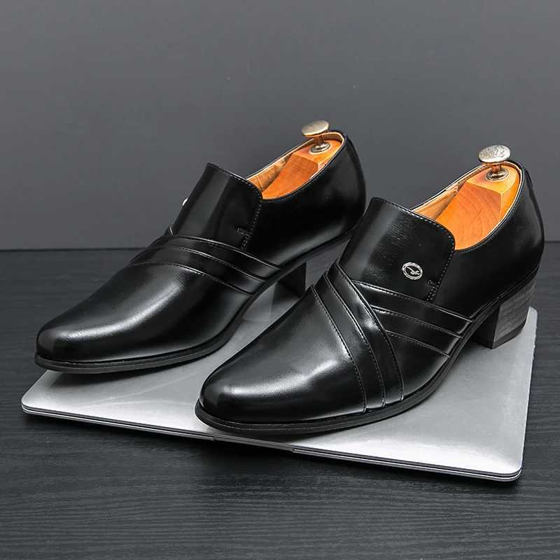 High End Brand Mens Business Dress Shoes Leather Increased Height British Shoes Men Pointed Toe Shoes Wedding Free DeliveryXJ250319