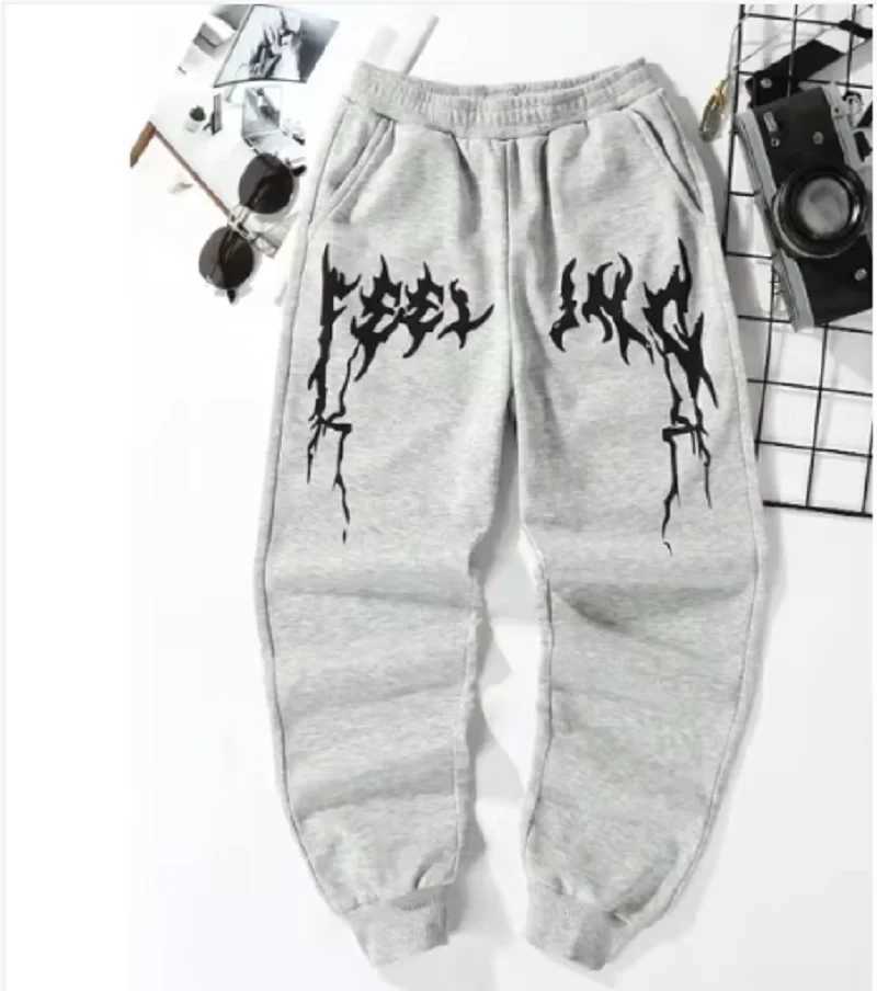 2025 American Knitted Sports Printing Pattern Casual Solid Color Mens Leggings with Loose and Versatile Drawstring Pants X250319
