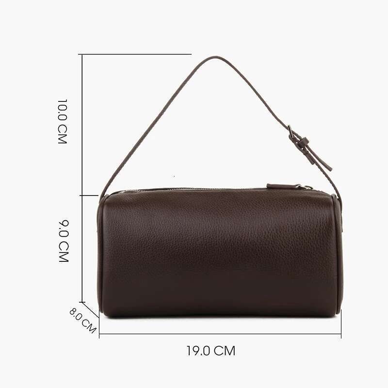 Donna-in Full Grained Calfskin Mini Handbag for Women Real Leather with Shoulder Strap Barrel-shaped Crossbody Purses